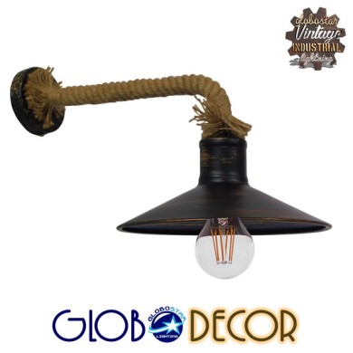 GLOBOSTAR® VINSA 01136 Boho Φωτιστικό Τοίχου - Απλίκα με Ντουί 1 x E27 AC 220-240V IP20 - Χάλκινο & Μπεζ - Μ50 x Π27 x Υ25cm